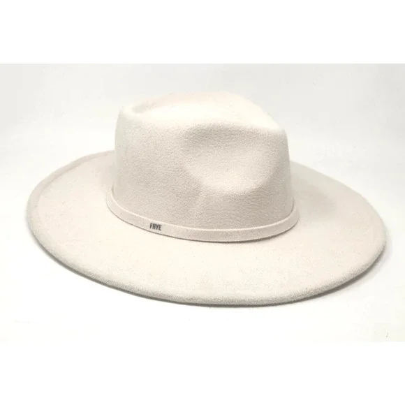 Frye Womens Sz 7 1/2 Cream Wide Brim Hat Adjustable Rim Western Rancher Cowgirl - Picture 3 of 10